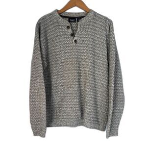 Haggar Fisherman Knit Button Neckline Pullover Sweater Size Medium